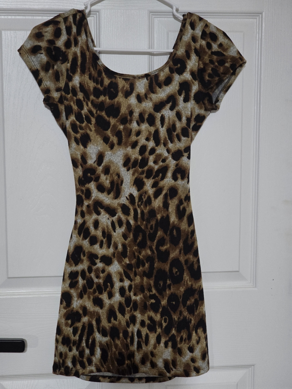 Body Central Leopard Print Scoop Neck Mini Dress - Brown & Black